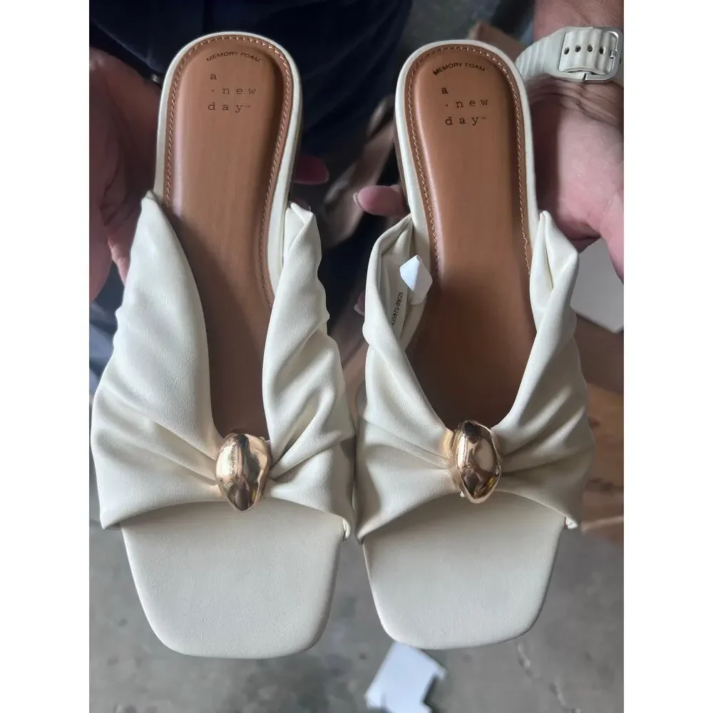 Women’s Thea Sandals with Memory Foam Insole - A New Day - Cream